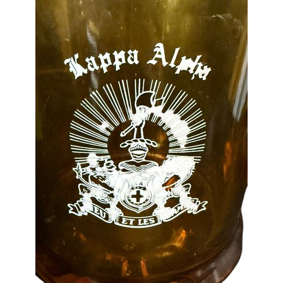 Kappa Alpha Order Beer Pitcher Large Heavy Amber Glass 7" Fraternity Lager Jug - Picture 2 of 10